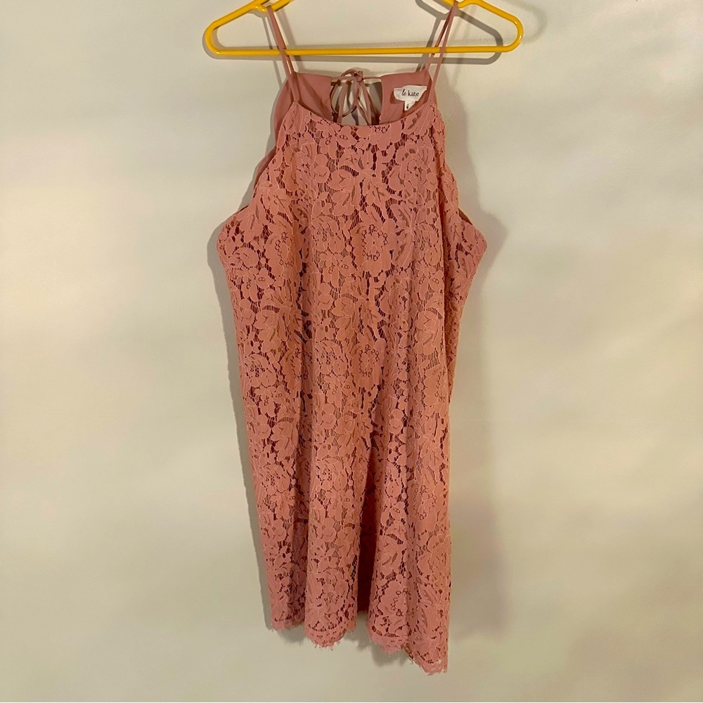 Lace Shift Halter Dress